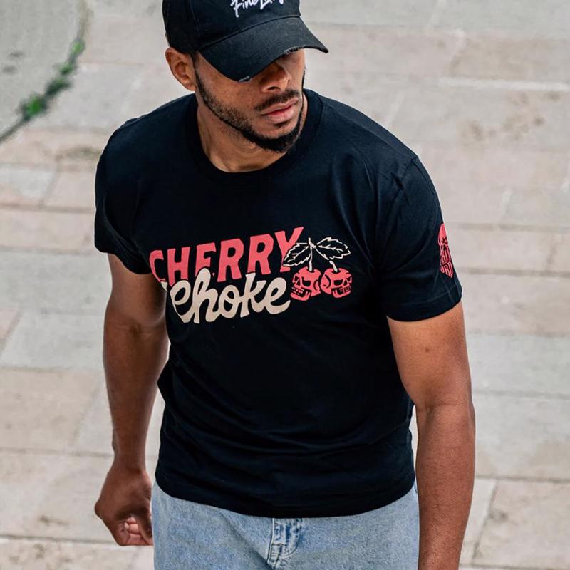 PRiDEorDiE cherry choke T-Shirt -black